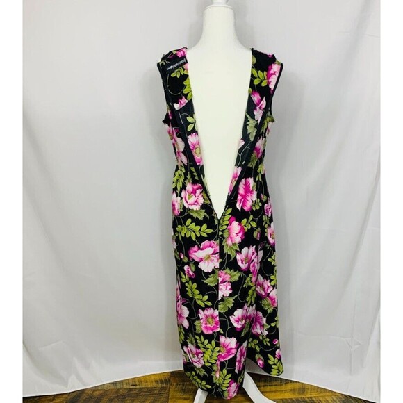 Sag Harbor Petite Dress Women 12P Black Pink Floral Faux Wrap sleeveless - Picture 5 of 9